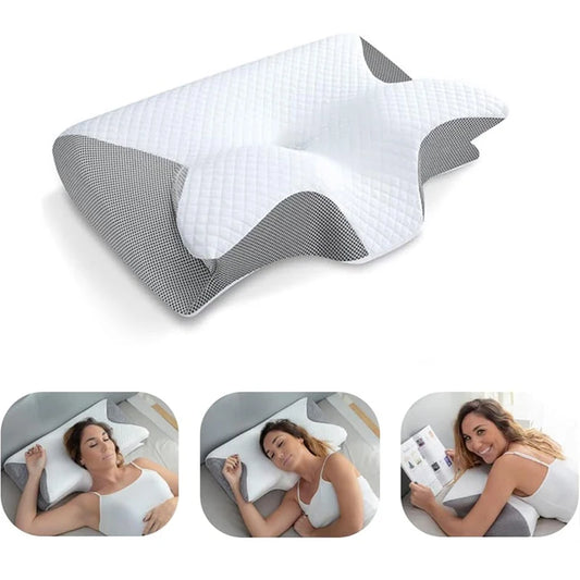 1pc Memory Foam Cervical Pillow, 2 in 1 Ergonomic Contour Orthopedic Pillow for Neck Relaxation, Contoured Support Pillows,Neck Pillow