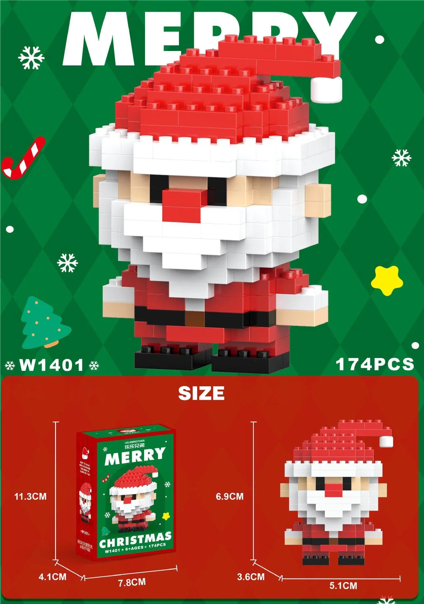 CF-57Christmas Gifts Micro Building Block Series Santa Claus Reindeer Puzzle Assembling Bricks Table Decoration Toys Children Kids