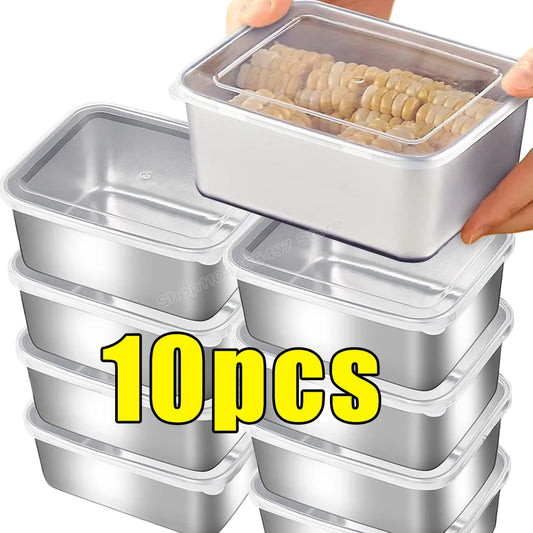 Stainless Steel Food Container with Cover Small Thicken Fresh-keep Food Fruit Lid Sealed Storage Box Kitchen Fridge Organizer
