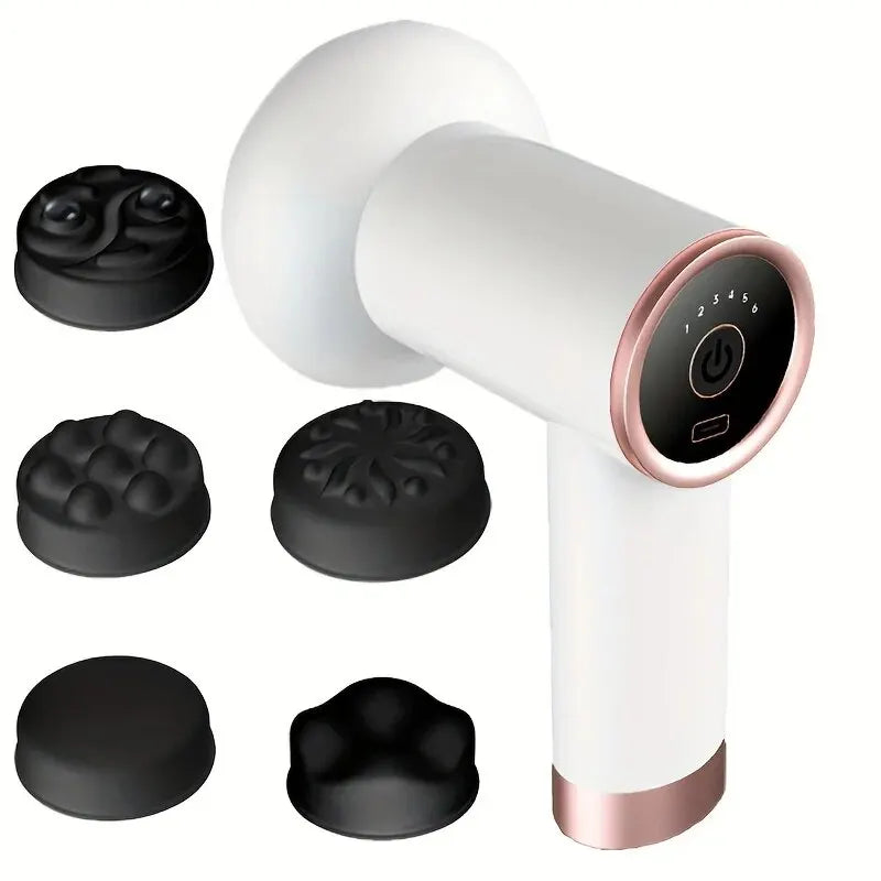 6 Speed Massage Gun Settings 5 Interchangeable Heads Rechargeable Mini Fat-Reducing Massager Body Shaping Muscle Relaxation