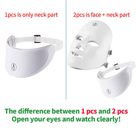 Face and Neck Beauty Machine LED Facial Mask Photon Neck Mask with 7 Colors Skin Care Massager