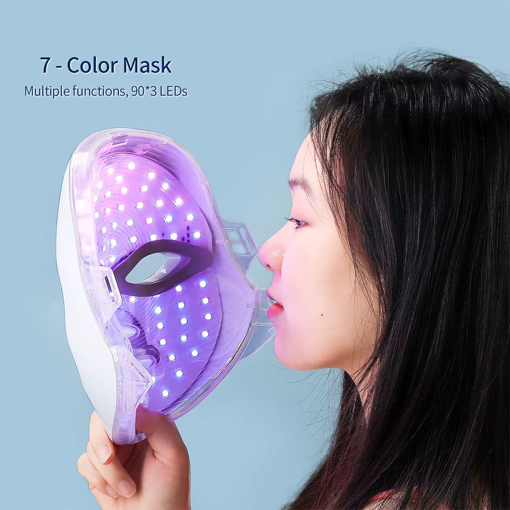 Face and Neck Beauty Machine LED Facial Mask Photon Neck Mask with 7 Colors Skin Care Massager