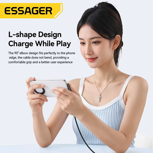 Essager 100W Elbowed USB Type-C Cable 100W For iPhone 17 16Pro Max Type C Cable for Macbook pro Fast Charge Wire for Huawei ipad