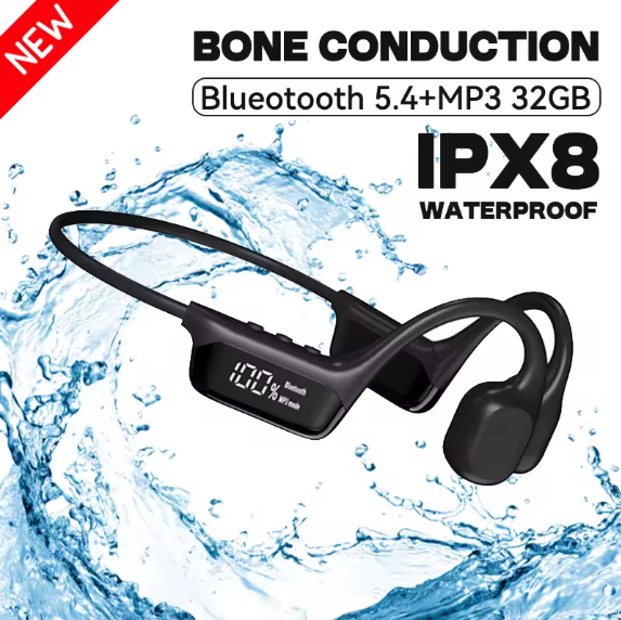 Bluetooth 5.4 True Bone Conduction Headphones IPX8 Waterproof