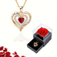 Luxury Red Zircon Pendant Necklaces With Rose Flower Gift Box
