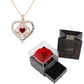 Luxury Red Zircon Pendant Necklaces With Rose Flower Gift Box