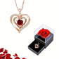 Luxury Red Zircon Pendant Necklaces With Rose Flower Gift Box