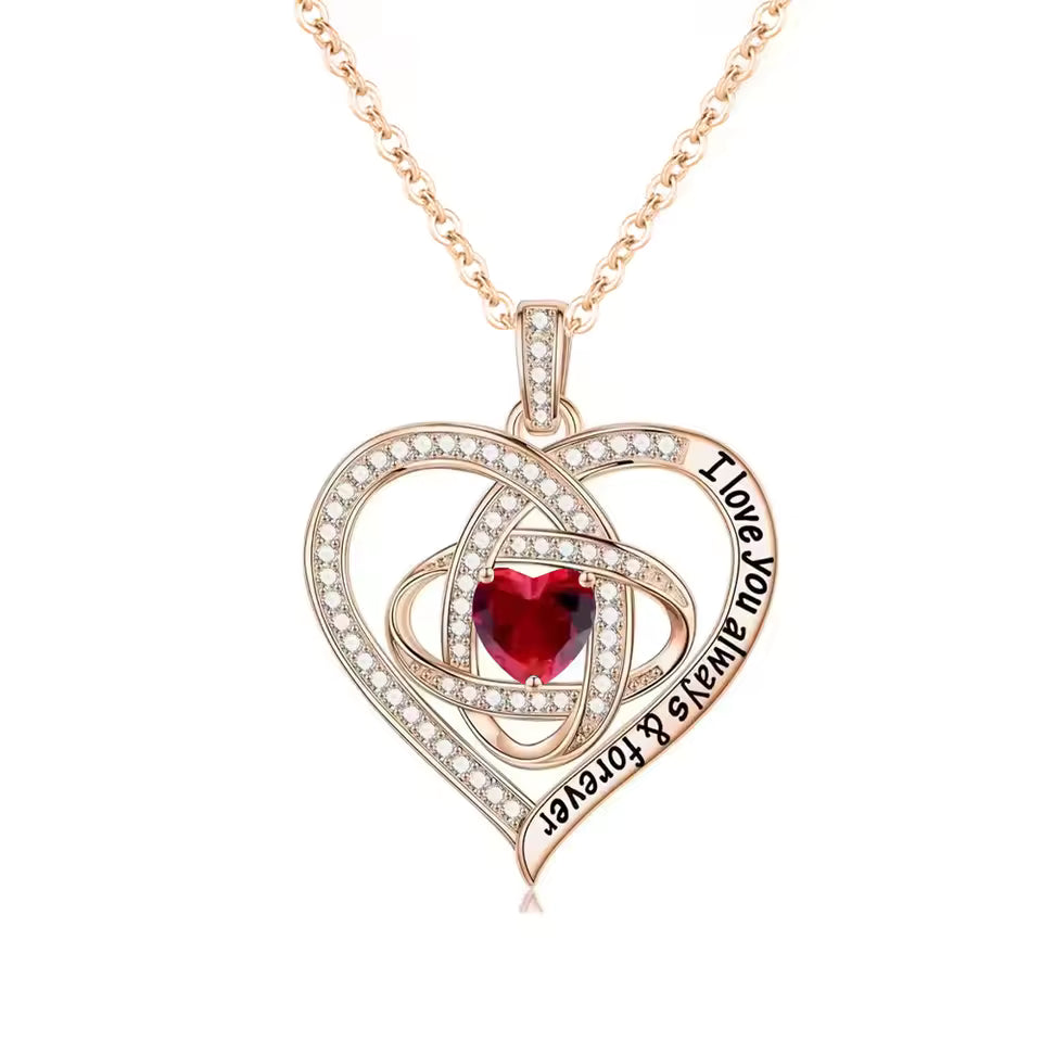 Luxury Red Zircon Pendant Necklaces With Rose Flower Gift Box