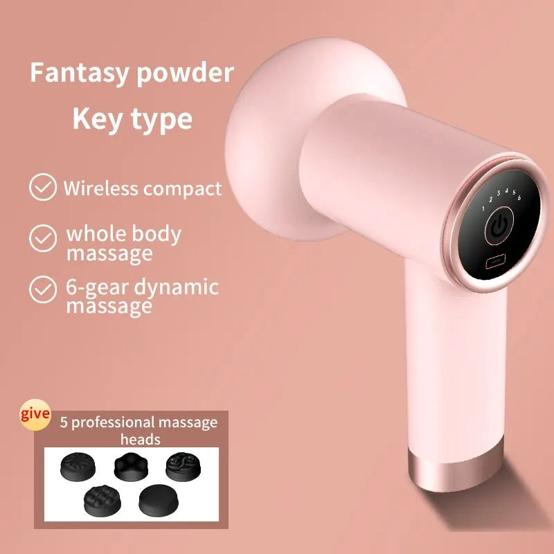 6 Speed Massage Gun Settings 5 Interchangeable Heads Rechargeable Mini Fat-Reducing Massager Body Shaping Muscle Relaxation