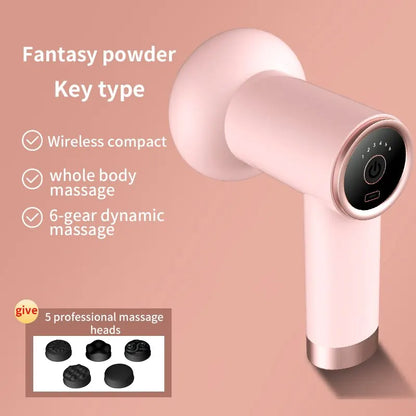 6 Speed Massage Gun Settings 5 Interchangeable Heads Rechargeable Mini Fat-Reducing Massager Body Shaping Muscle Relaxation