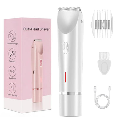 Electric Razors for Women 2 in 1 Electric Shaver for Pubic Hair Trimmer IPX7 Waterproof Wet&Dry Use Bikini Shaver for Body