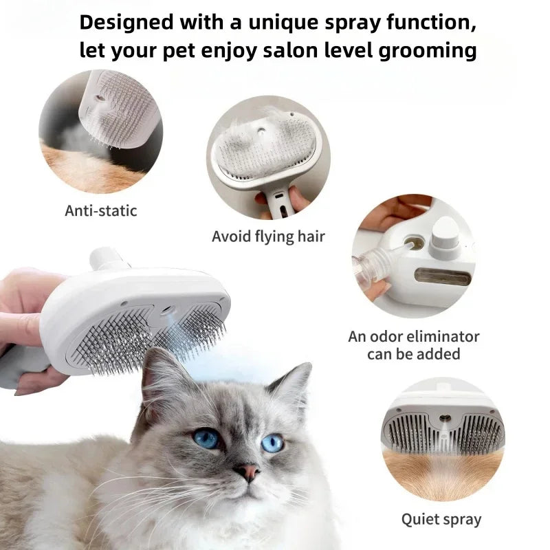 Pet Spray Grooming Comb Steam Brush for Dogs and Cats