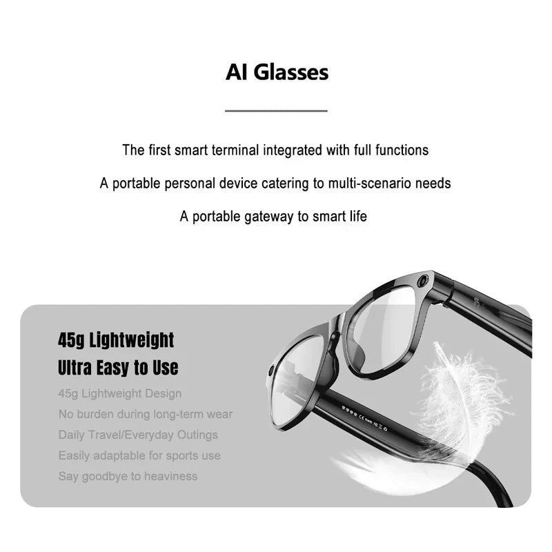Xiaomi 6K HD AI Smart Glasses Chat 260Mah Battery Voice Assistant Control GPT 100MP Camera Bluetooth Call Smart Glasses 2025