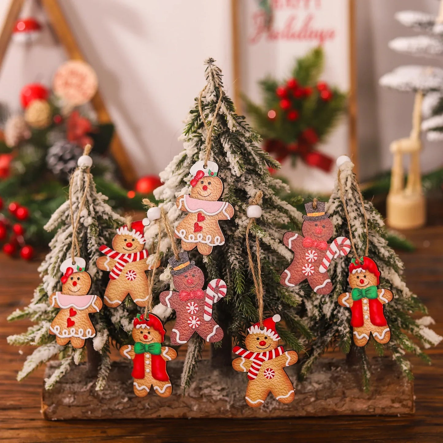 CF-549/12pcs Christmas Dwarf Wooden Pendant Christmas Tree Hanging Ornaments New Year 2024 Christmas Gift Decorations Noel Home Decor