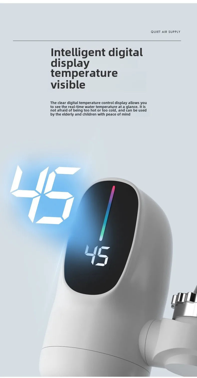 3000W Instant Hot Water Heater Faucet Electric Tankless for Kitchen Fast Heating Tap with Temperature Display