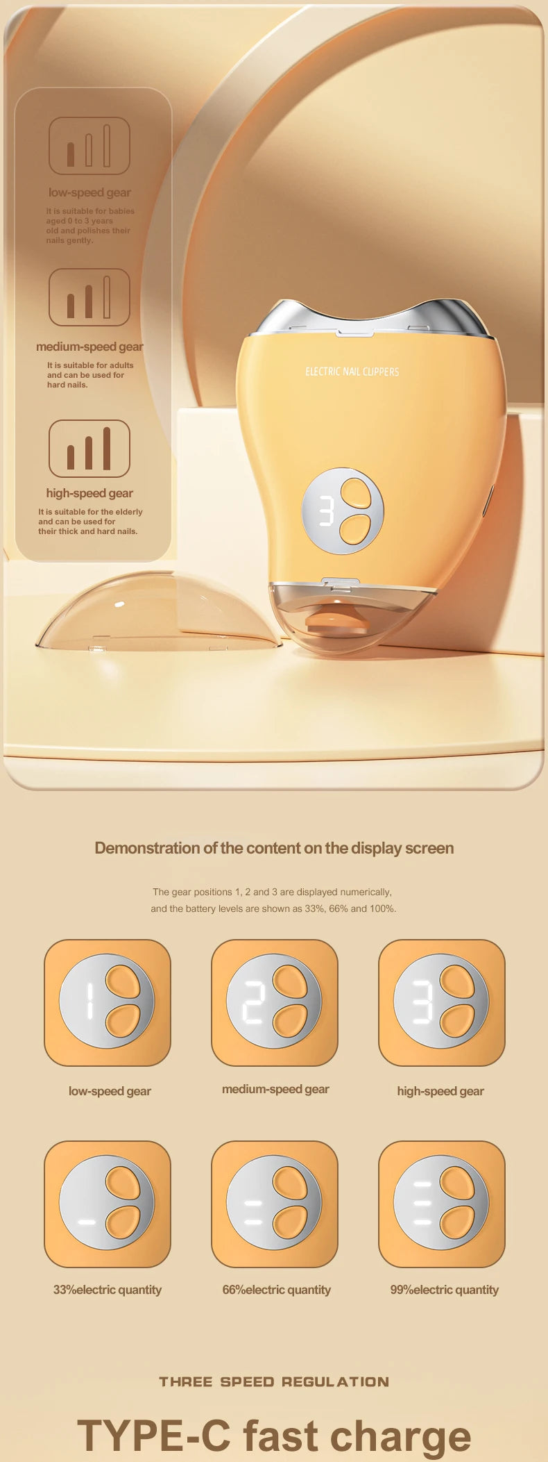 2-in-1 electric trimming and polishing machine Nail Polisher Charging Anti Pinch Nail Clipper