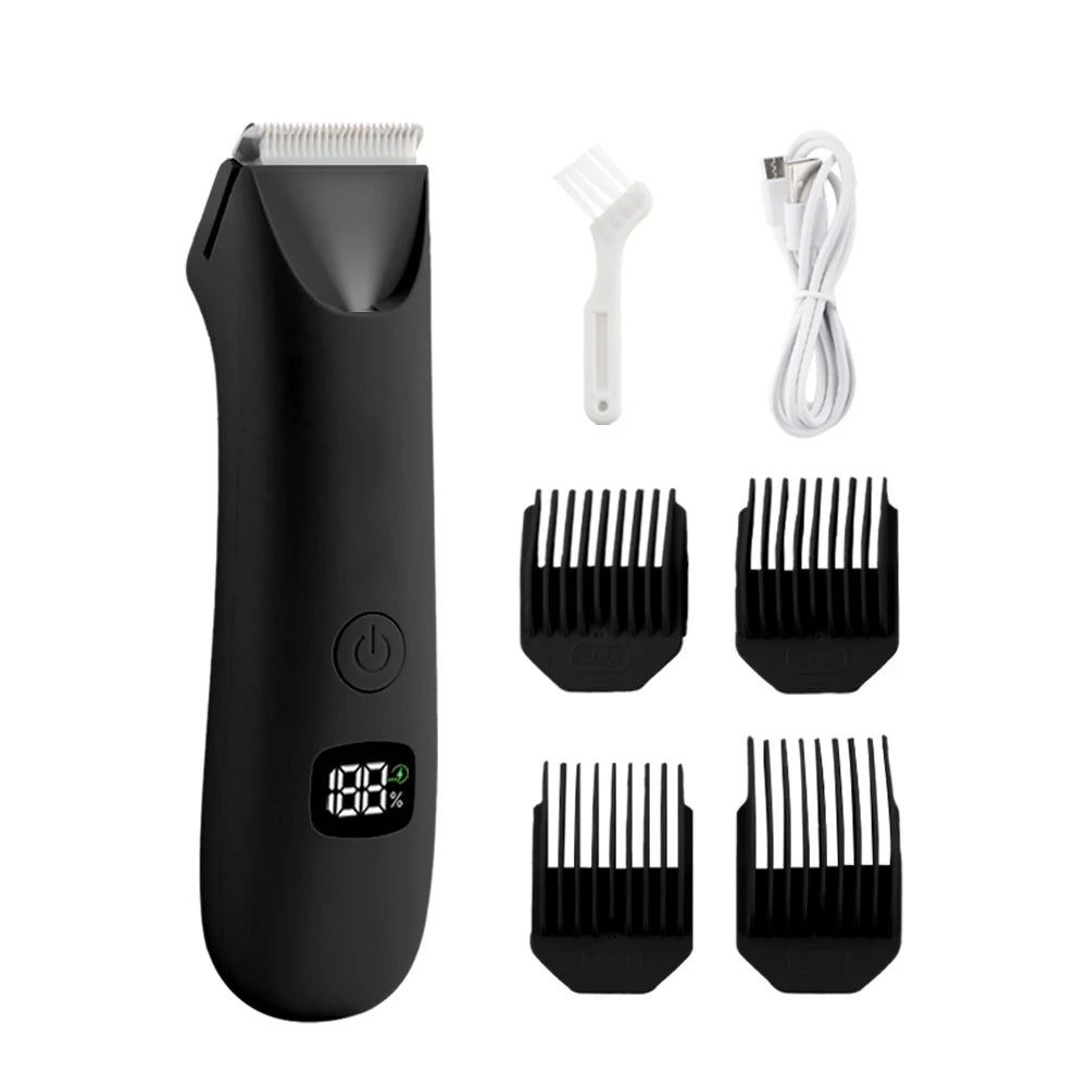 Body Hair & Pubic Hair Trimmer for Men & Women, Painless Electric Body & Bikini Shaver | Waterproof, Type-C Rechargeable Razor