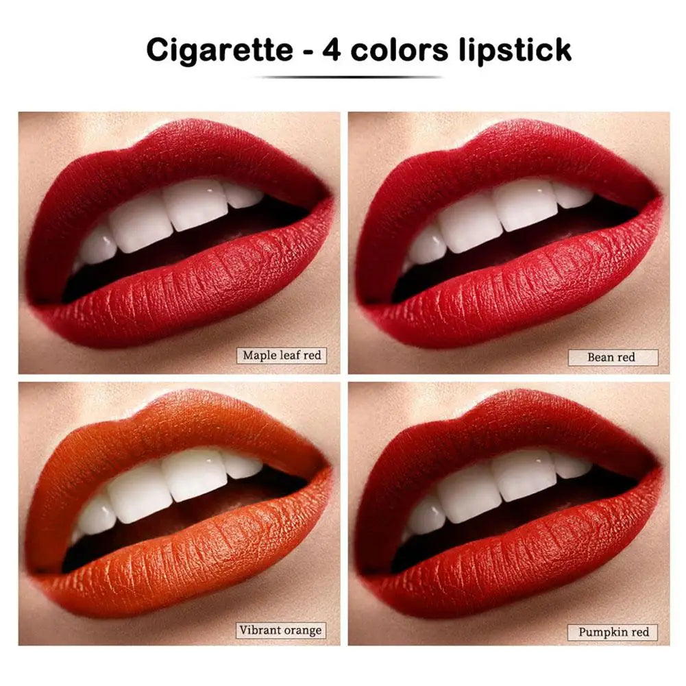 4 Colors Cigarette Lipstick Set Matte Lip Gloss Long Lasting Lip Glaze Waterproof Lip Stick Tube Nude Lip Tint Makeup Cosmetics