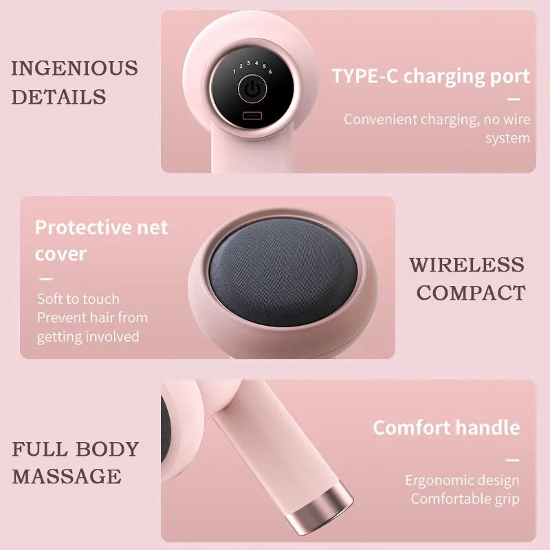 6 Speed Massage Gun Settings 5 Interchangeable Heads Rechargeable Mini Fat-Reducing Massager Body Shaping Muscle Relaxation