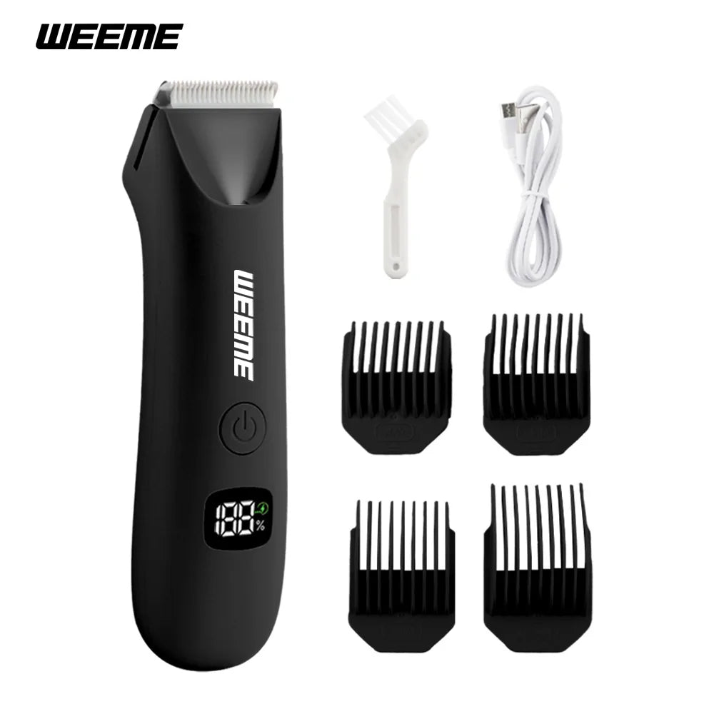 Body Hair & Pubic Hair Trimmer for Men & Women, Painless Electric Body & Bikini Shaver | Waterproof, Type-C Rechargeable Razor