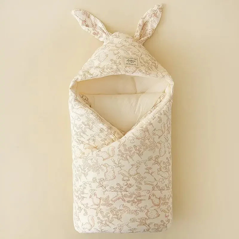 High Quality Cotton Newborn Swaddle Blanket with Cute Bunny Ears Hospital Delivery Wrap Extra Soft Thermal Baby Swaddling New