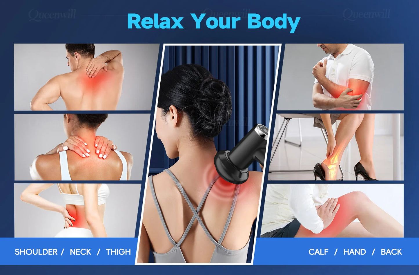Portable Electric Massage Gun Body Sculpting Massager Deep Tissue Muscle Relaxation Massage Machine With 5 Heads For Full Body