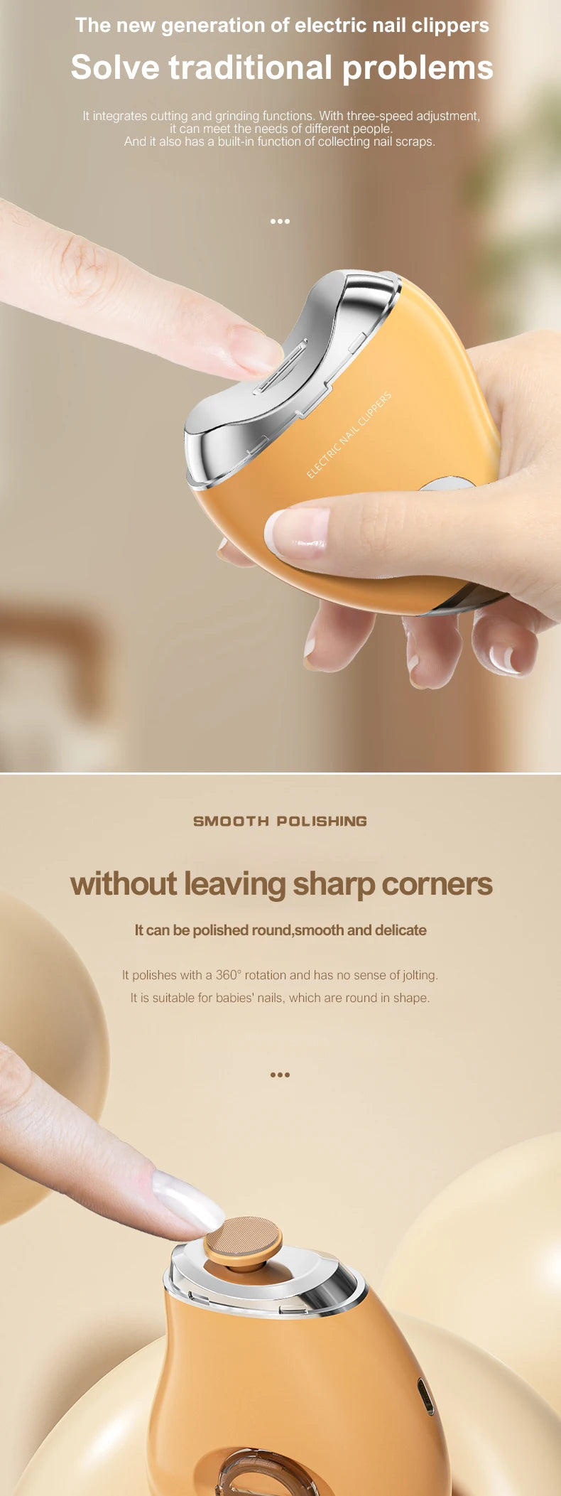 2-in-1 electric trimming and polishing machine Nail Polisher Charging Anti Pinch Nail Clipper