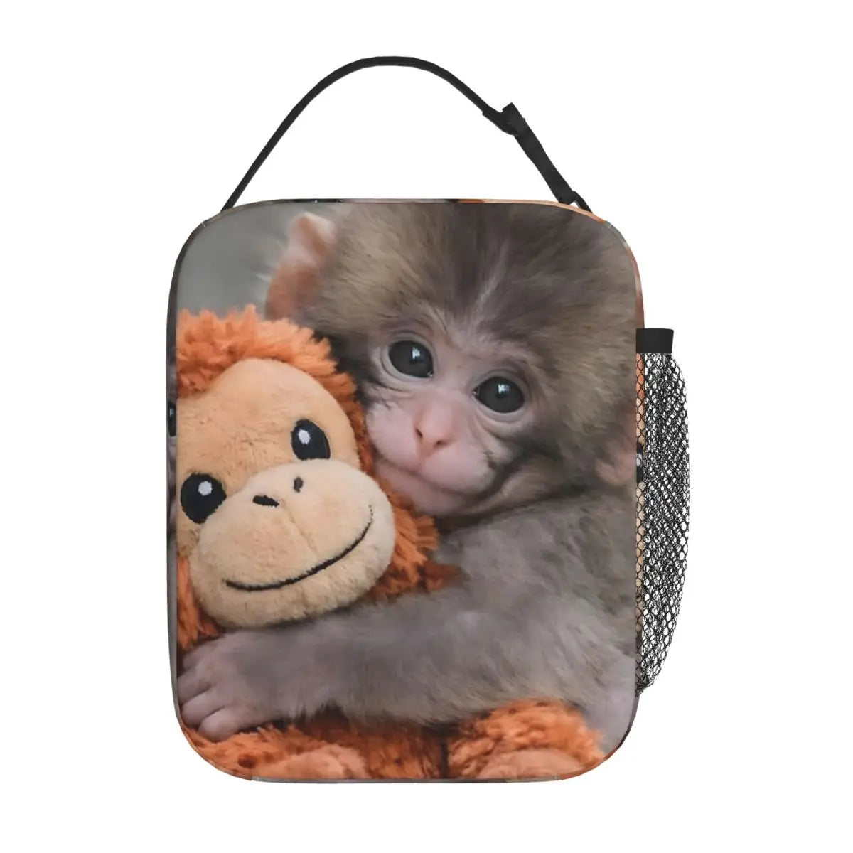 Punch Monkey Baby Holding Plush Toy Thermal Insulated Lunch Bags
