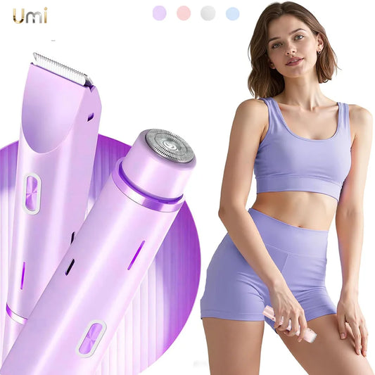 Electric Razors for Women 2 in 1 Electric Shaver for Pubic Hair Trimmer IPX7 Waterproof Wet&Dry Use Bikini Shaver for Body