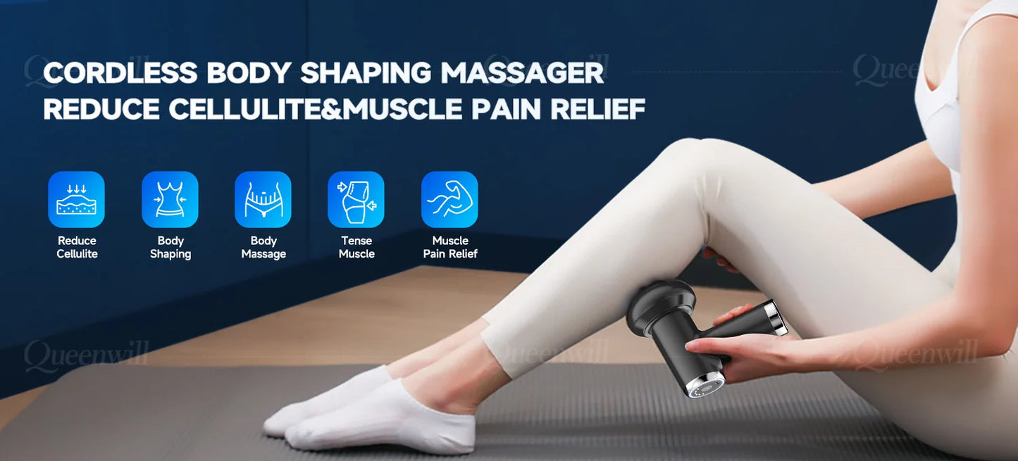 Portable Electric Massage Gun Body Sculpting Massager Deep Tissue Muscle Relaxation Massage Machine With 5 Heads For Full Body