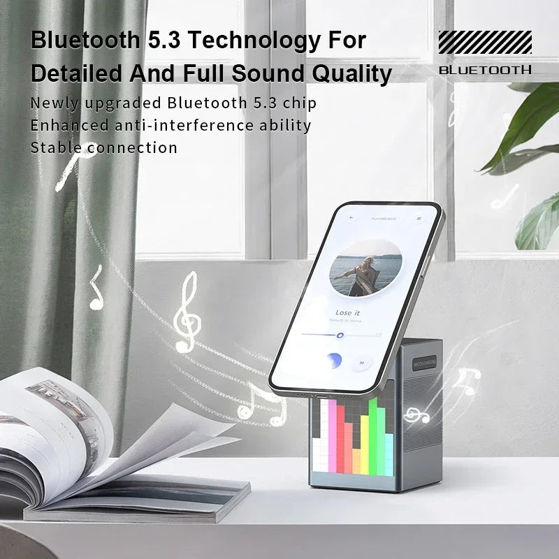 6 in 1 Magnetic Multi-function Wireless Charger with Bluetooth Speaker Alarm Clock for Iphone 16 15 Pro Max for Airpods Iwatch