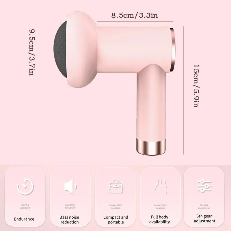 6 Speed Massage Gun Settings 5 Interchangeable Heads Rechargeable Mini Fat-Reducing Massager Body Shaping Muscle Relaxation