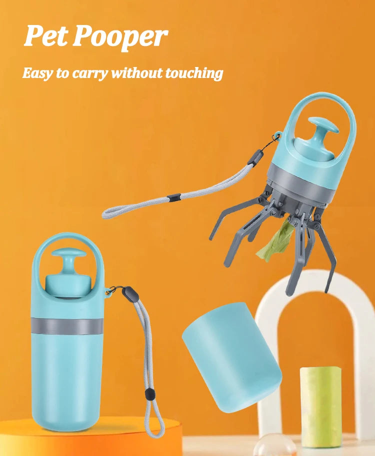 Portable Dog Pooper Scooper with Garbage Bag Outdoor Pet Poop Grabber Claw Fecal Shovel Picker Dog Fecal Collector Cleaning Tool