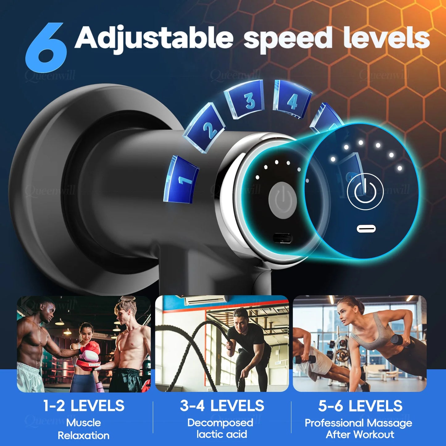 Portable Electric Massage Gun Body Sculpting Massager Deep Tissue Muscle Relaxation Massage Machine With 5 Heads For Full Body