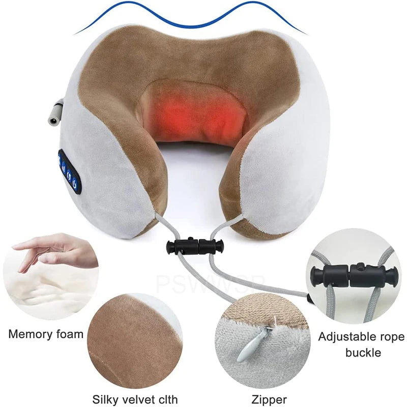 U-shaped neck massager, USB charging portable home car travel electric pillow suitable for relaxing the neck and shoulders