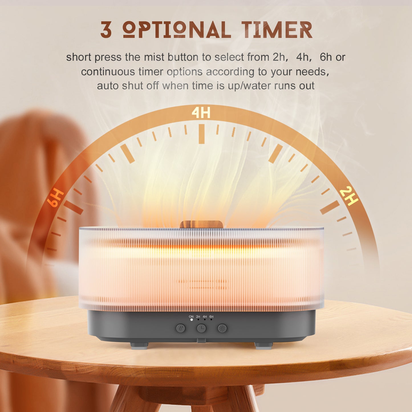 Sejoy Humidifier 300ml 6 Colors Mood Simulation Flame Light Aromatherapy Diffuser Super Quiet Auto Shut-Off Bedrooms Offices Liv