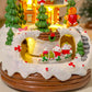 CF-41Rotating Luminous Christmas Creative Ornaments Decorations Music Train Snow House Gift